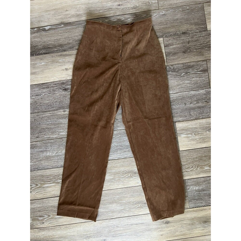 Y2K Notations Womens Pants Size M Brown Stretch Classic Career Straight Trousers